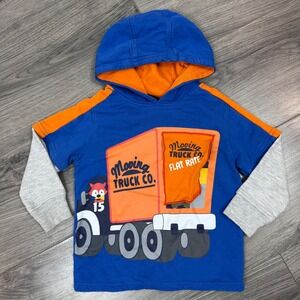 Boyz Wear Toddler Boys Blue Moving Truck Interactive Lift-the-Flap Hoodie 3T